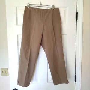 Eileen Fisher Organic Cotton And Spandex Crop Brown Side Zip Khaki Pants L